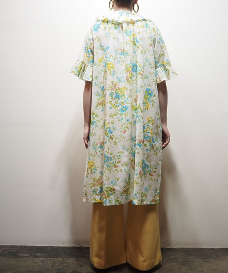 1970's Flower Pattern Pleated Collar Dress IV