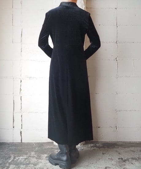 Satin Collar Velour Dress BK