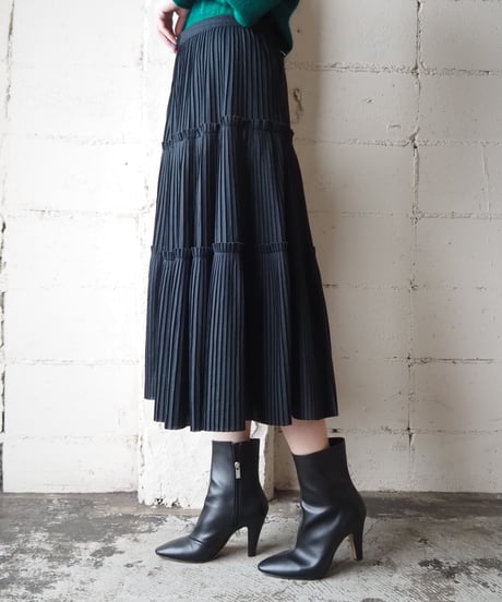 Pleats Tiered Easy Skirt BK
