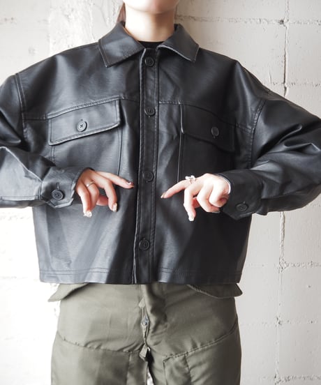 Fake Leather Shirt Jacket BK