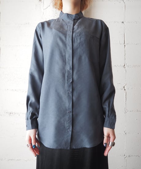 Band Collar Silk Shirt GR