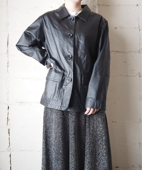 Leather Coverall Jacket  BK