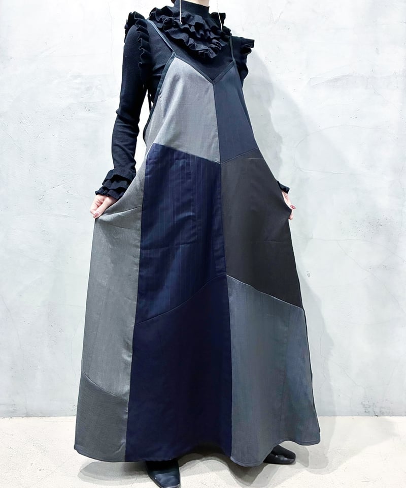 Remake Patchwork Camisole Dress BK GR NV | Orfeo