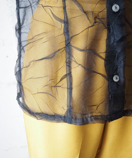 Washer Sheer Long Sleeve Shirt BK