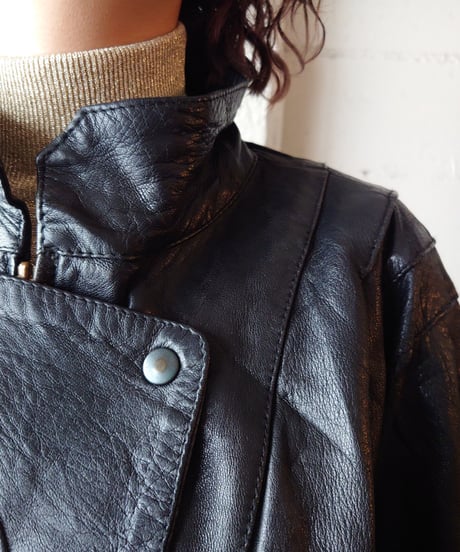 Dolman Sleeve Leather Riders Jacket BK
