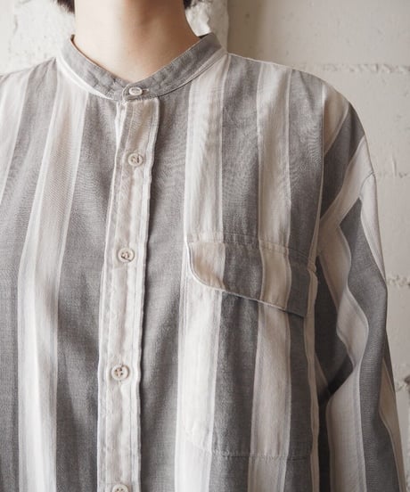 Stripe Band Collar Shirt GRIV