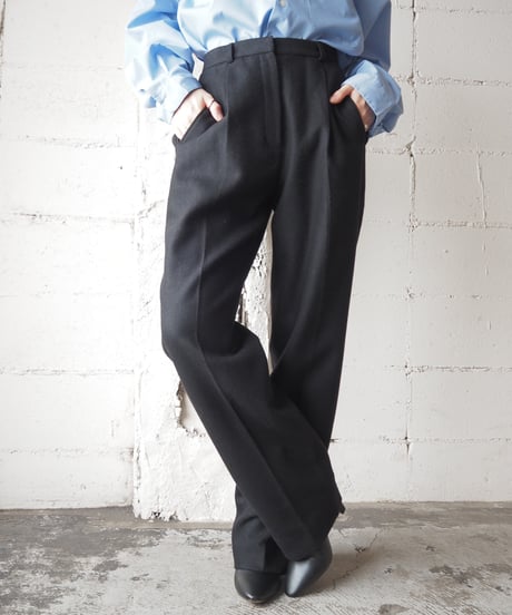 LAUREN Wool Tuck Pants BK