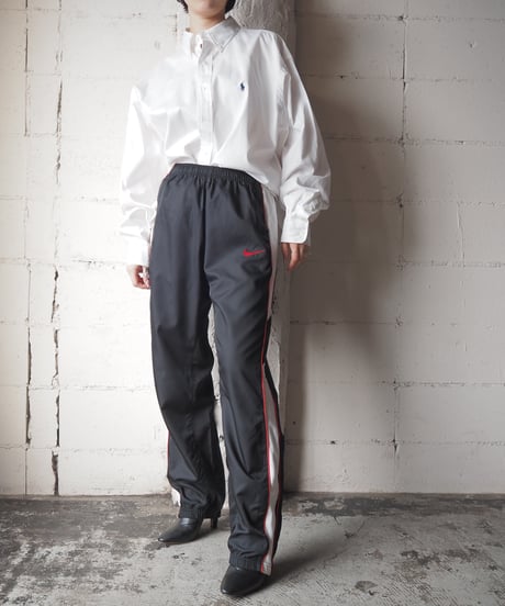 NIKE Side Mesh Nylon Pants BK WH RE