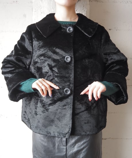 Big Collar Short Flare Jacket BK