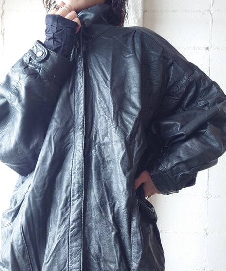 Stand Collar Leather Jacket BK