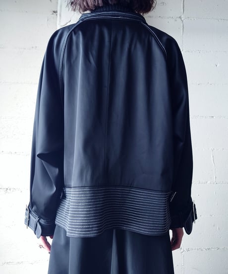 White Stitch Satin Riders Jacket BK
