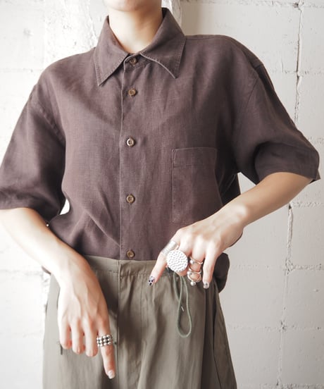 Y's for men 1990's Linen S/S Shirt DBR