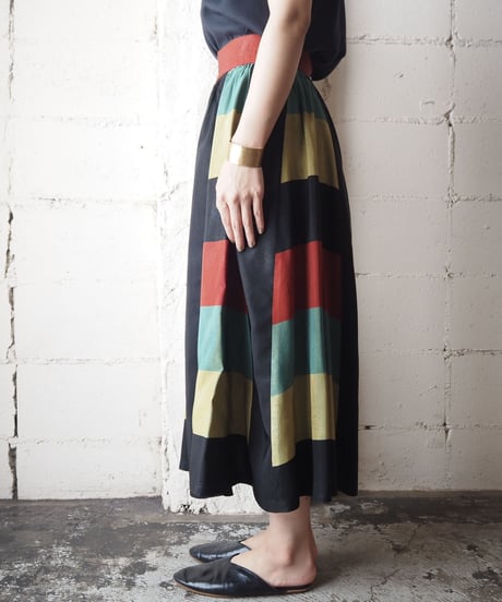 1960's Border Flared Skirt BLRE