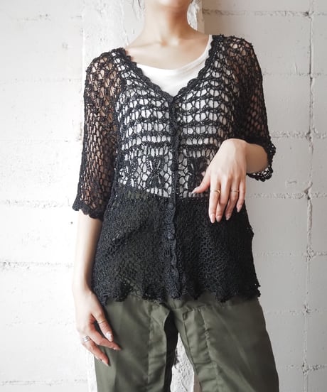 Crochet Half Sleeve Cardigan BK