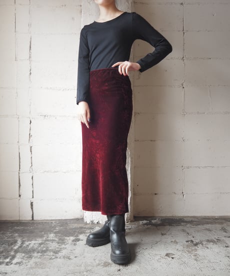 Velour Easy Tight Skirt BUR