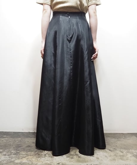 Satin Flared Long Skirt BK