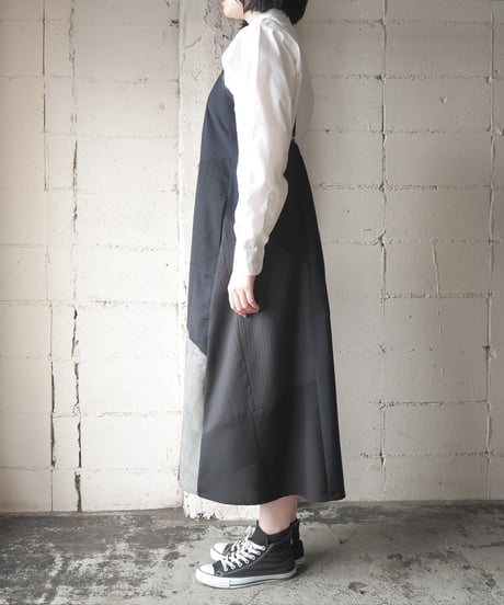 REMAKE Patchwork Camisole Dress BKGRNV