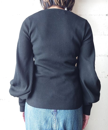 1970's Lantern Sleeve Rib Knit BK
