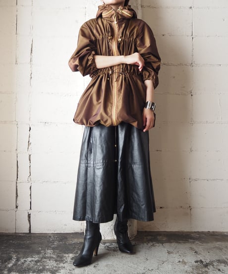 Satin Gather Long Jacket BR