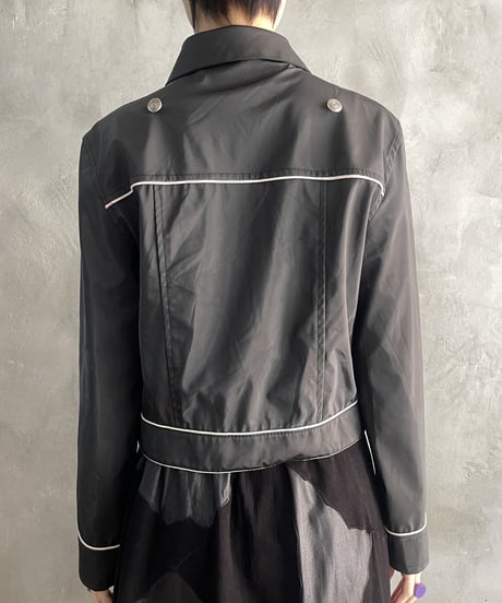 White Piping Western Jacket BK