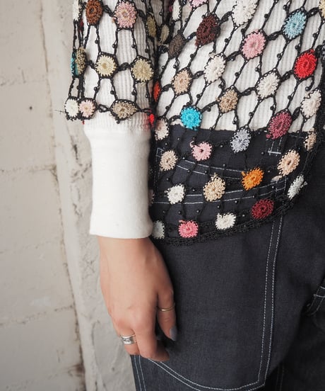 Colorful  Crochet Short Sleeve Cardigan BK