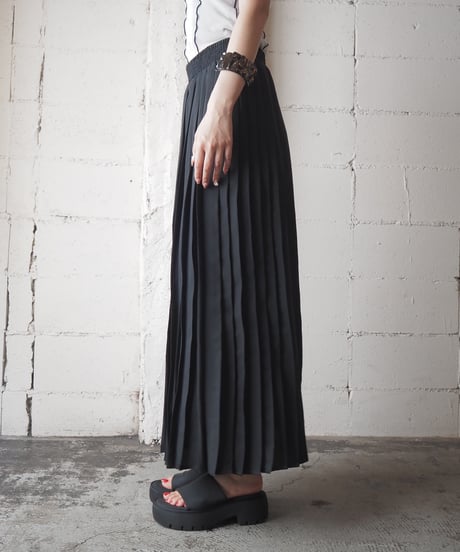 Pleated Easy Long Skirt BK