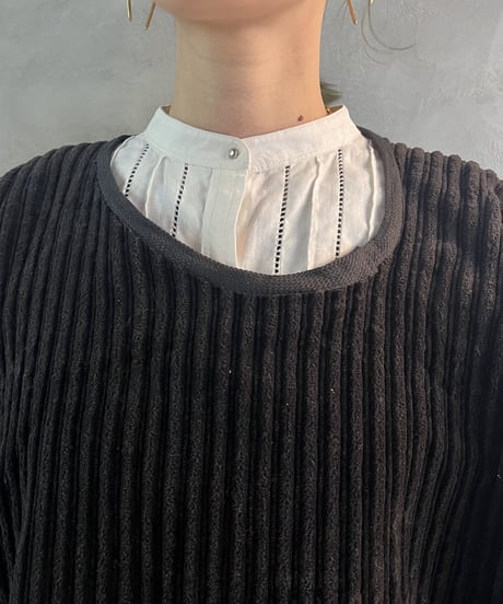 Hem Fringe Coduroy Poncho BK