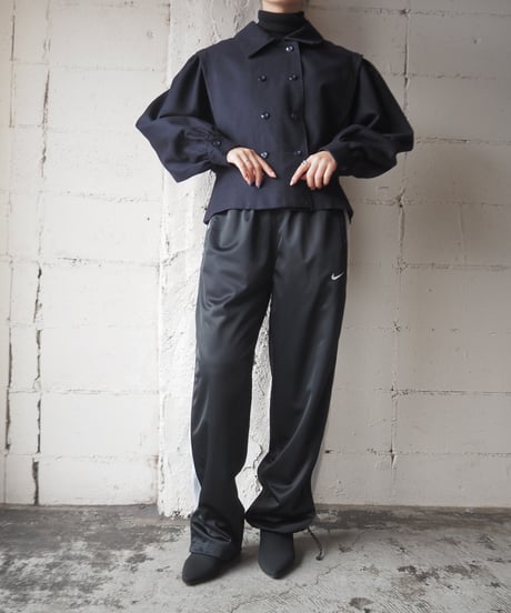 Double Breasted Tuck Shoulder Wool Jacket NV