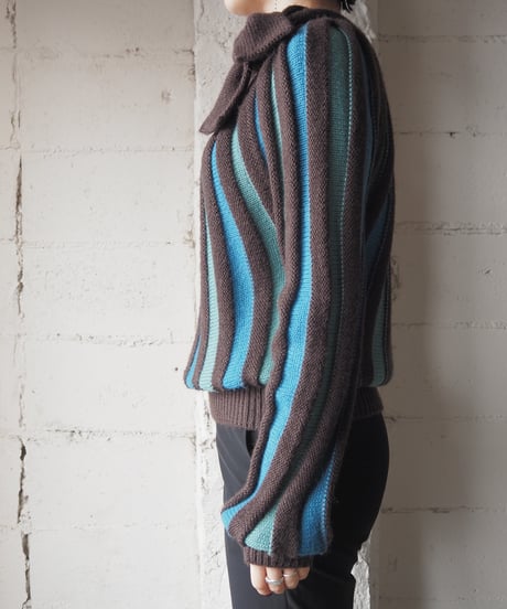 1980's cacharel Front Ribbon Stripe Knit BRLBLLGN