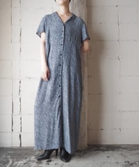 Small Flower Pattern Rayon Shirt Dress NV