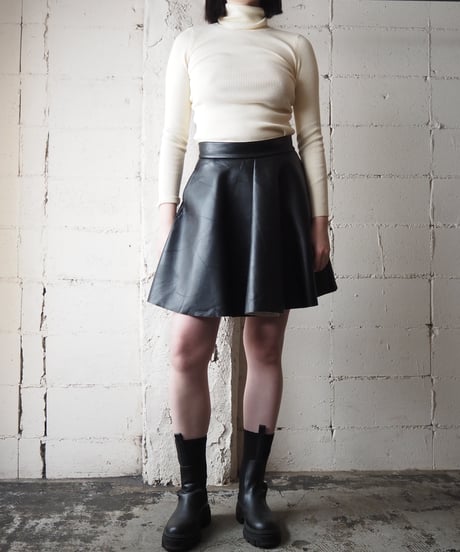 MSGM Leather Flared Skirt BK