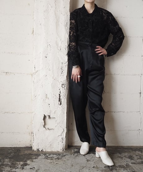 Flower Pattern Seethrough Shirt BK