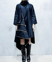 Zip Design High Neck Dress BK