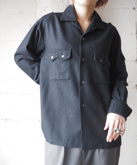 1970's Open Collar Wool Shirt BK