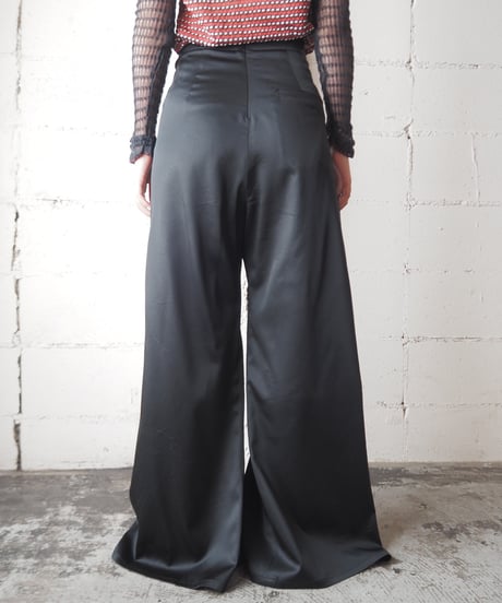 Satin Slit Wide Pants BK