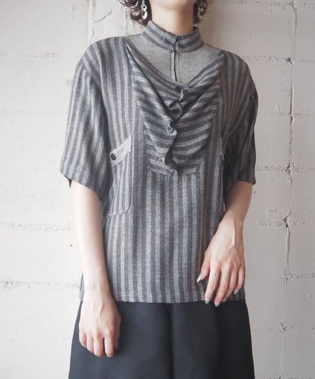 Stripe Half Zip Design Shirt GR