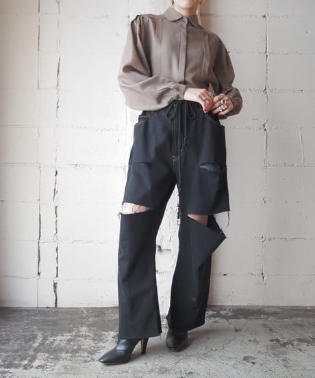 1970's Round Collar Plane Blouse BE