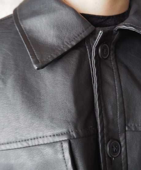 Fake Leather Shirt Jacket BK