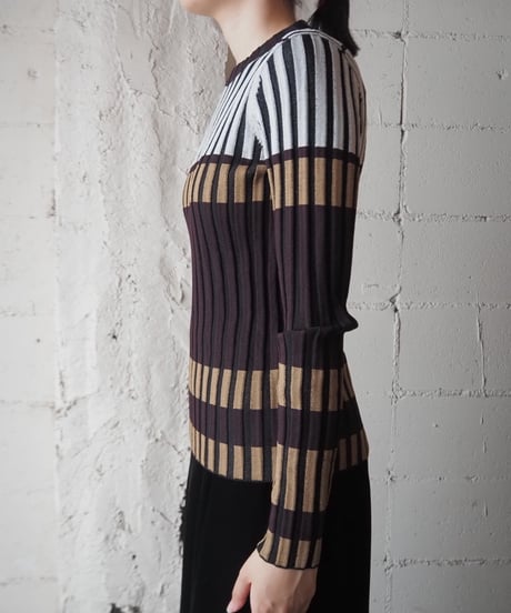 Tricolor Stripe Rib Knit BURWHBE