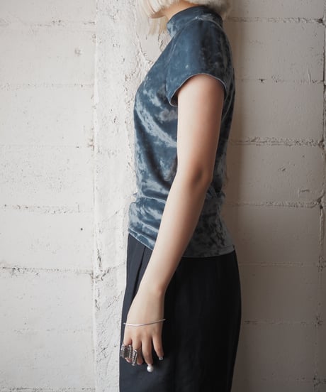 Crushed Velvet Mock Neck Top LBL