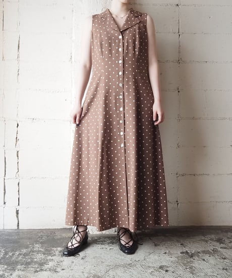 1980's Back Cross N/S Dot Dress BR