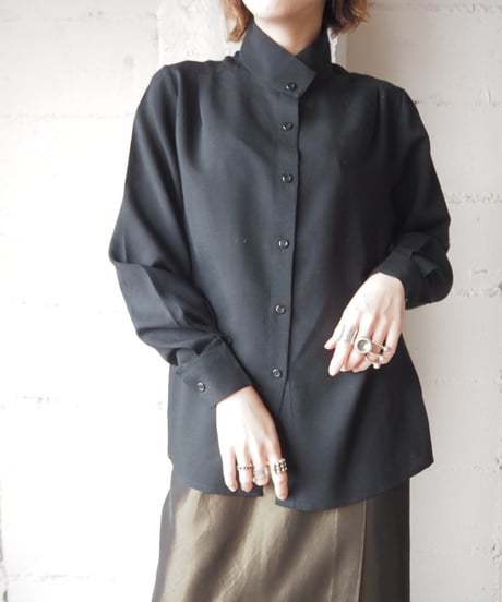 Stand Collar Wool Shirt BK
