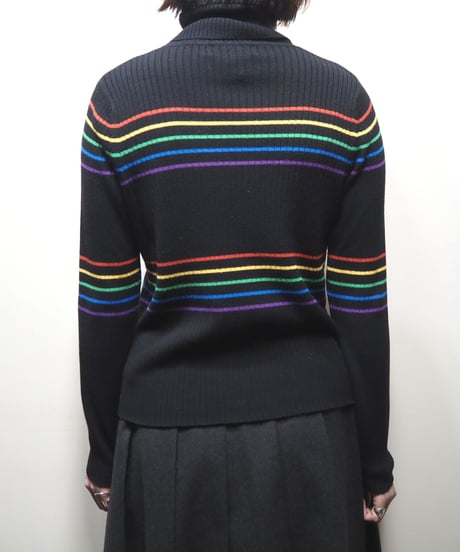 Turtle Neck rainbow Knit BK