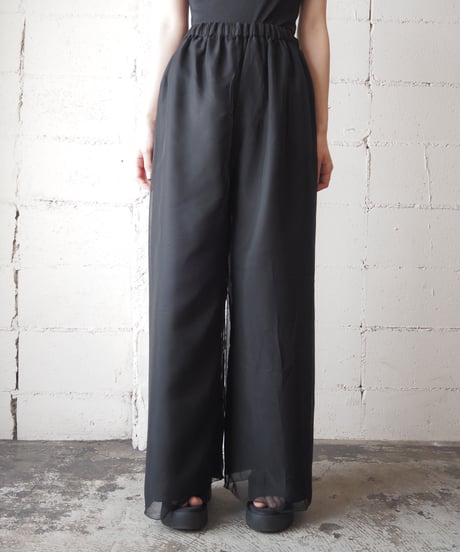 Sheer Layered Wide Pants BK