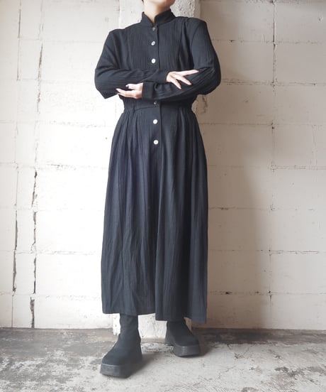 Stand Collar Shirt Dress BK