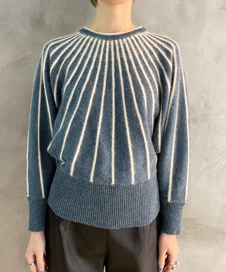 Line Design Dolman Sleeve Knit BLWH