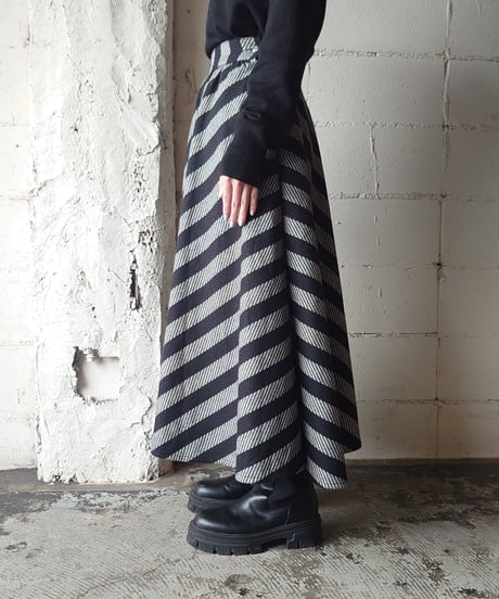 Stripe Flared Vintage Skirt BKGR