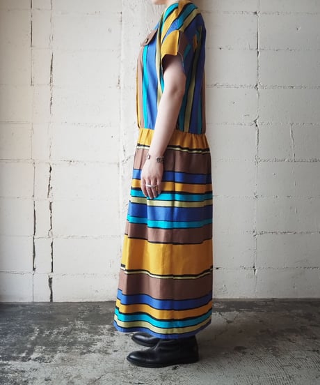 Collarless Stripe Dress YEBL