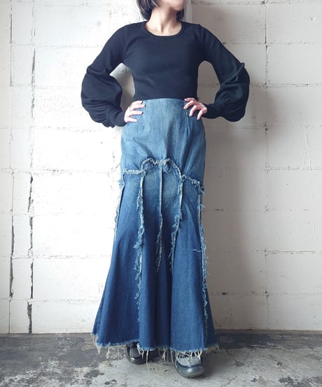 Mermaid Clashed Denim Skirt BL