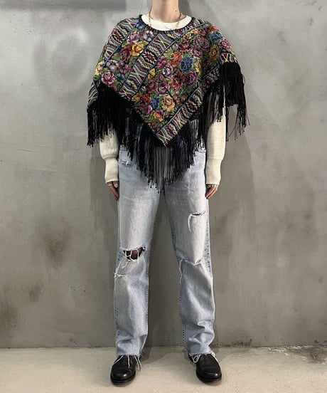 Flower Pattern Gobelin Fringe Collar BK